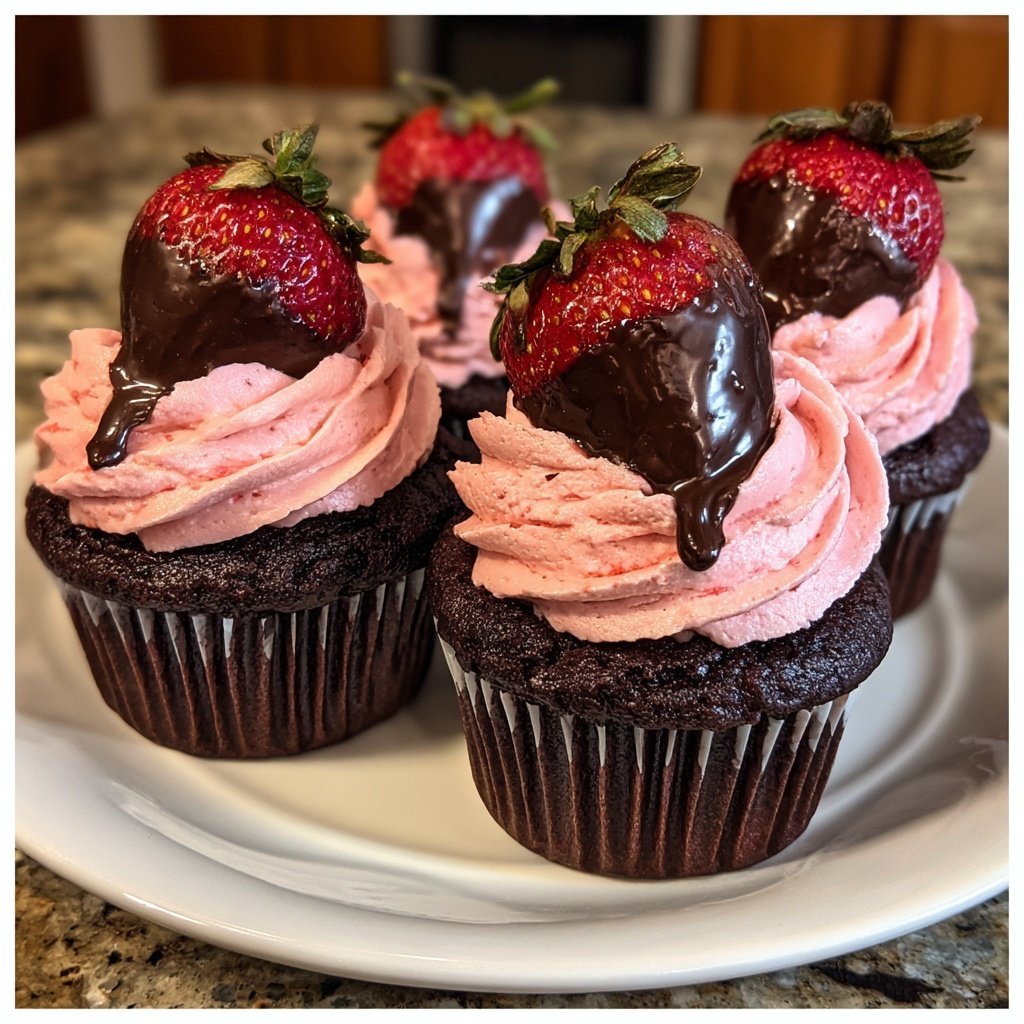 Chocolate Covered Strawberry Cupcakes