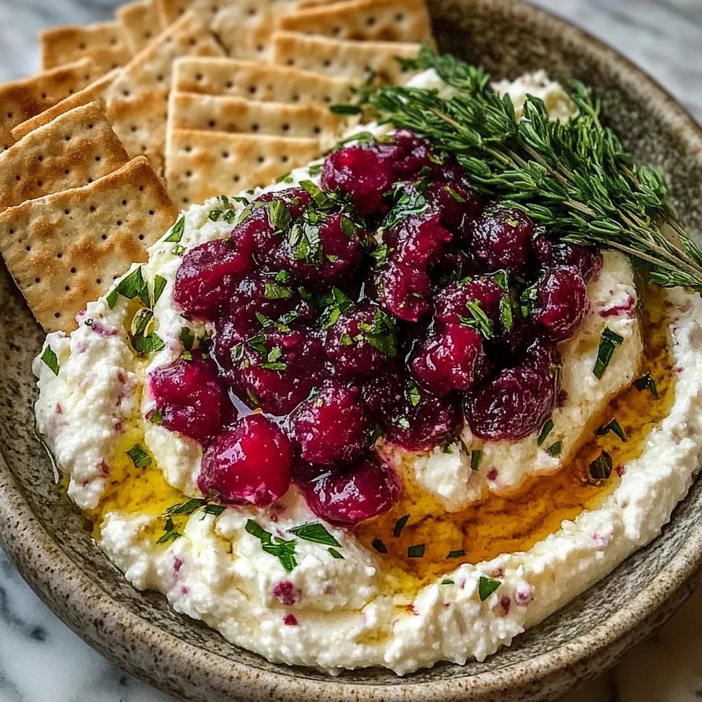 Easy Cranberry Whipped Feta Dip with Crackers