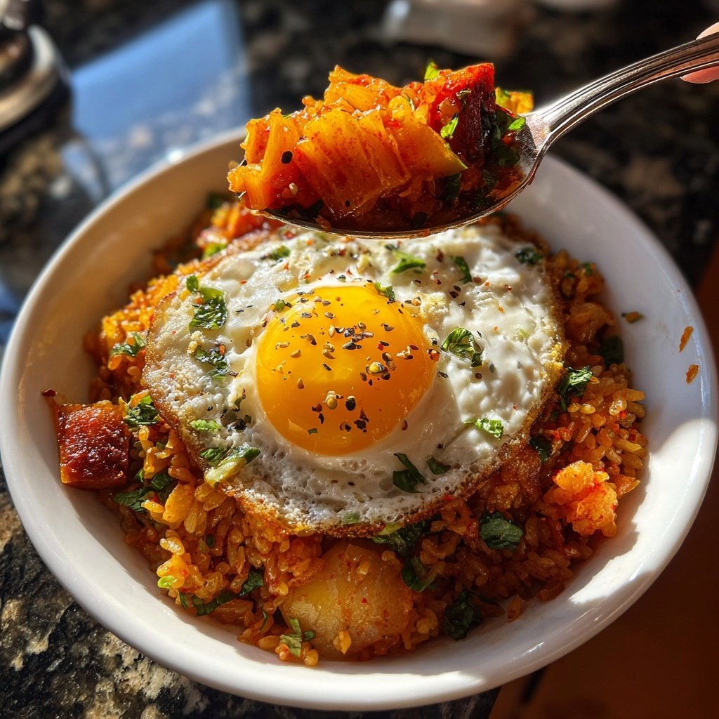Kimchi Fried Rice with Crispy Egg