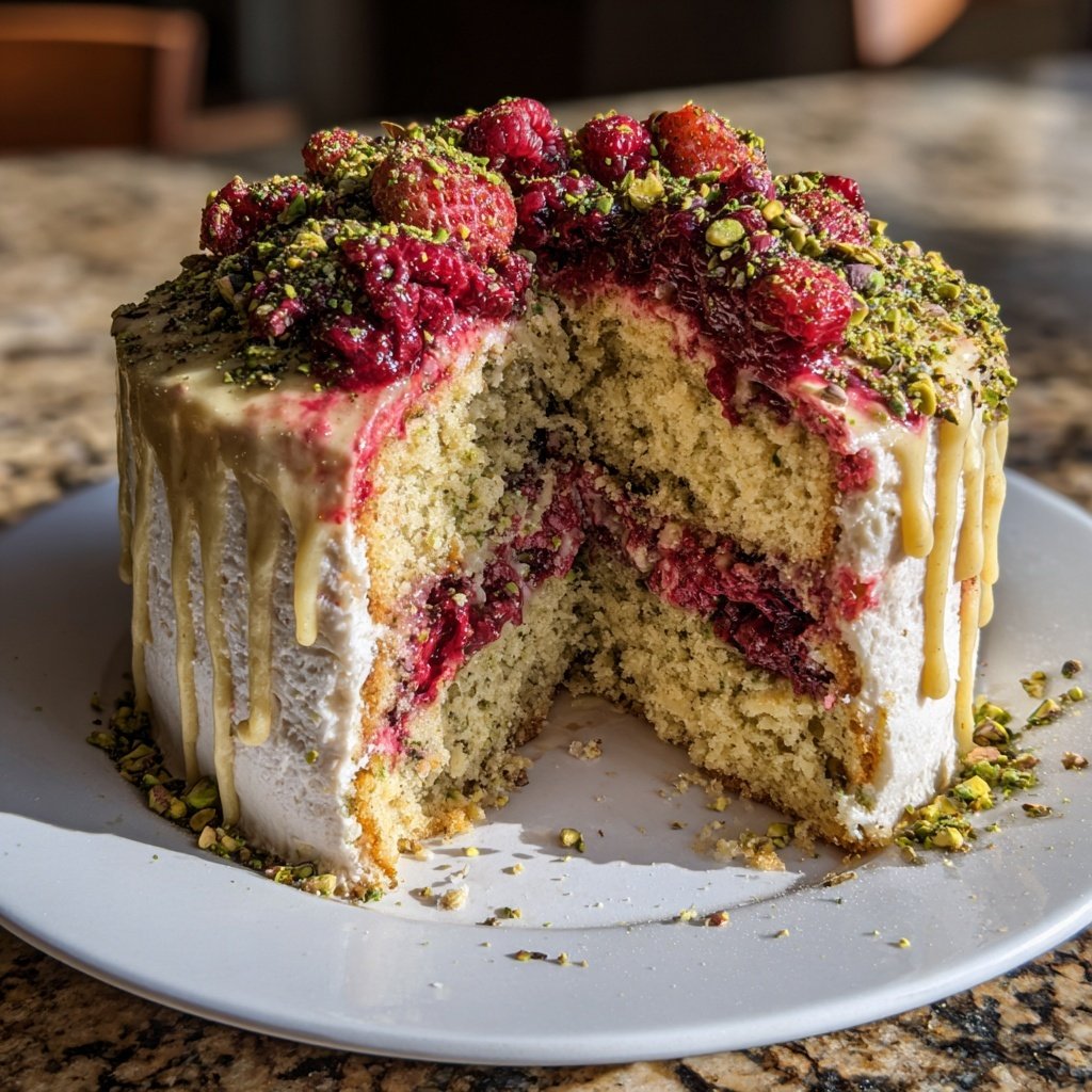 Galentine's Pistachio Berry Cake