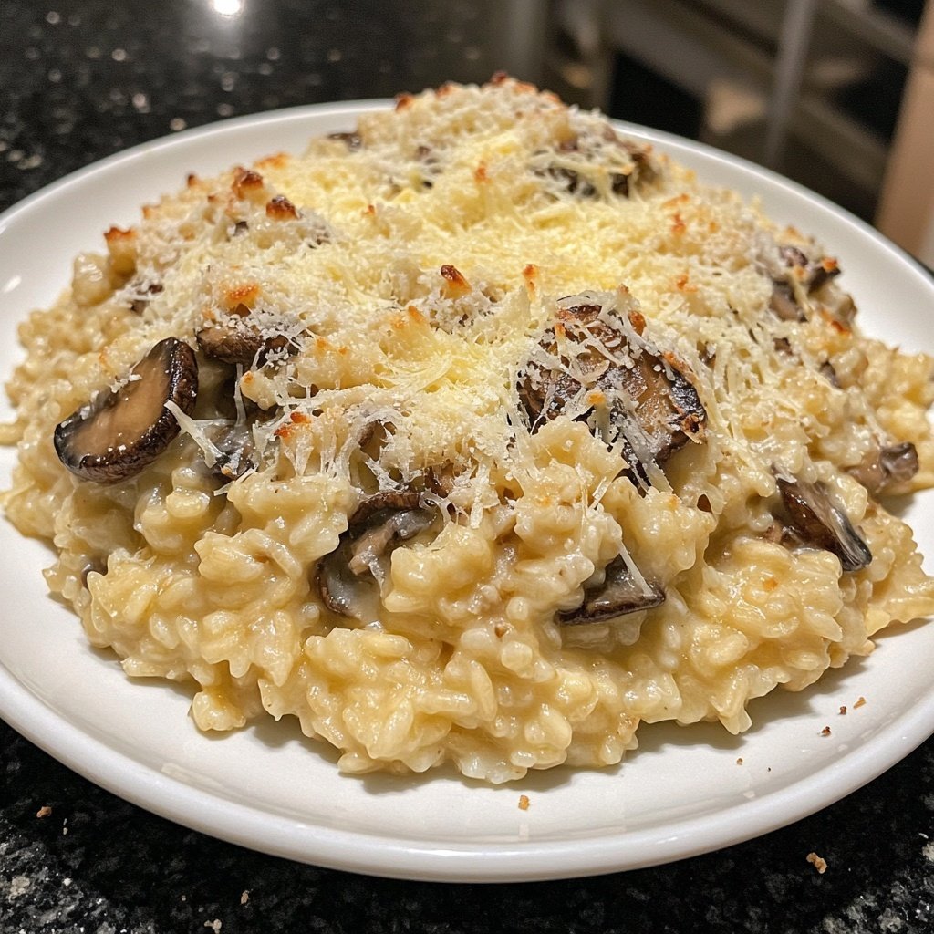 Oven-Baked Risotto with Mushrooms and Parmesan