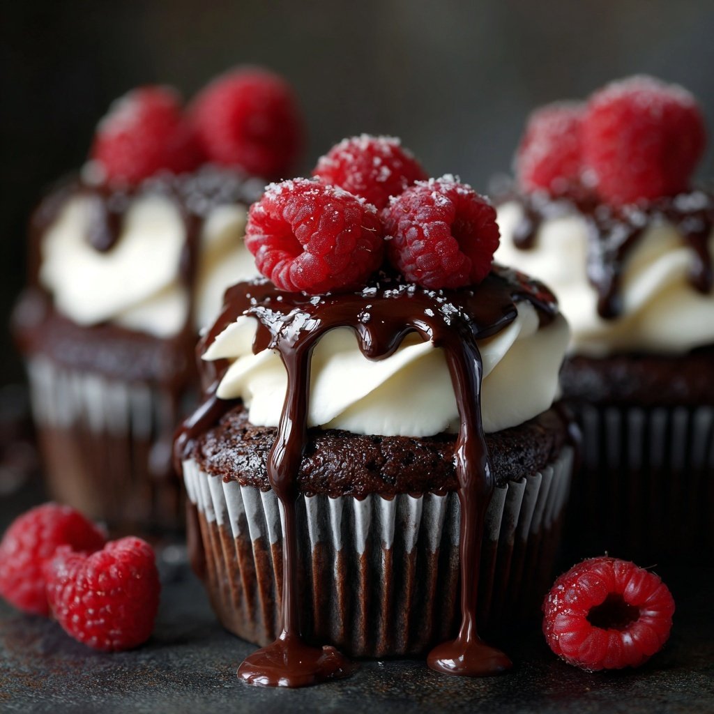 Chocolate Raspberry Layered Cupcakes
